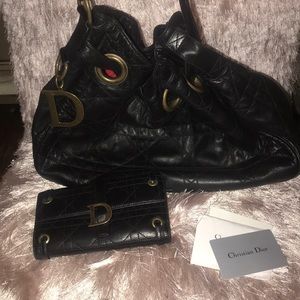 Christian Dior Black Handbag with Matching wallet